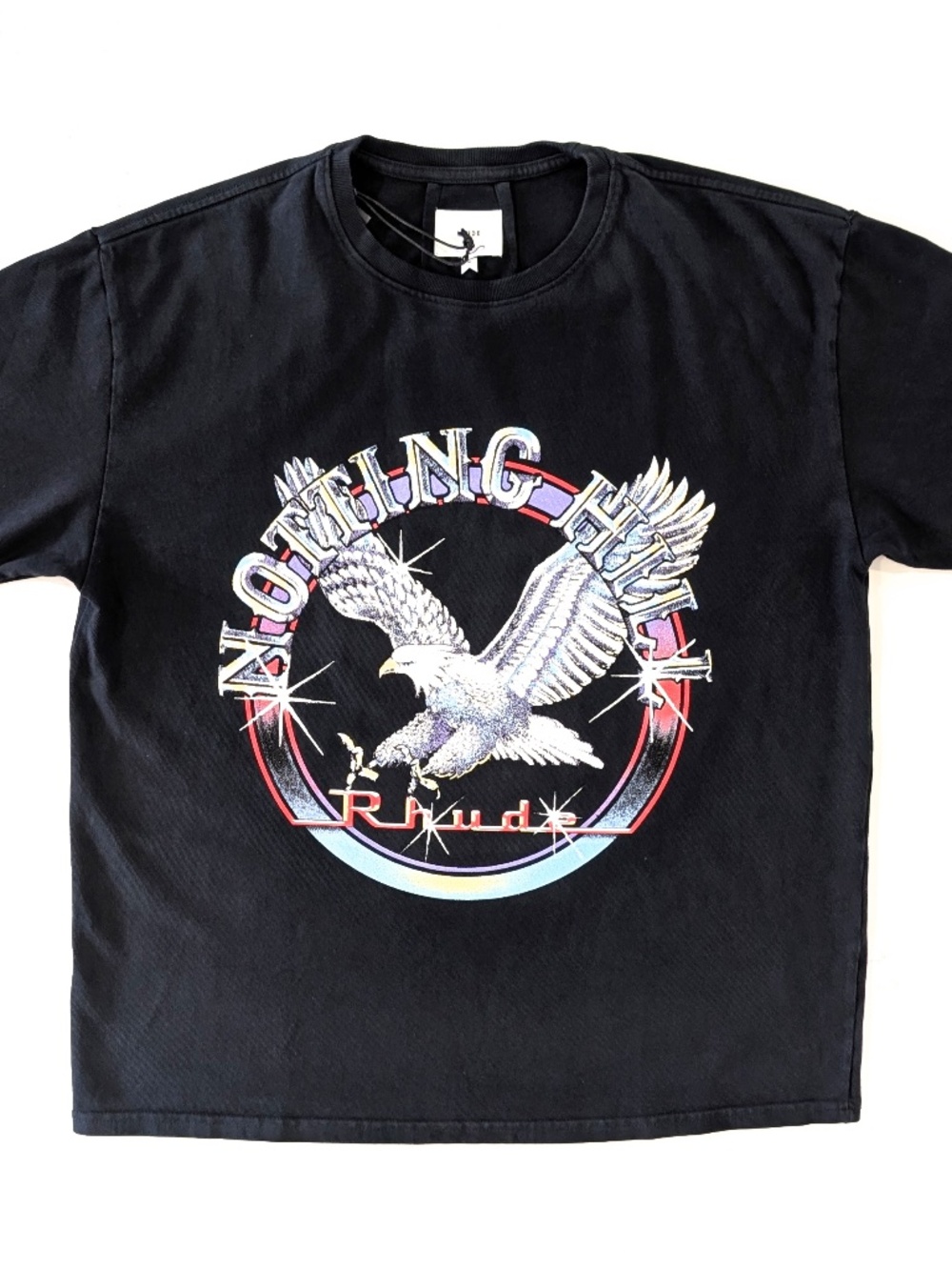 Rhude Notting Hill Eagle Tee M Vintage Black Boxy Fit Graphic T-Shirt Luxury